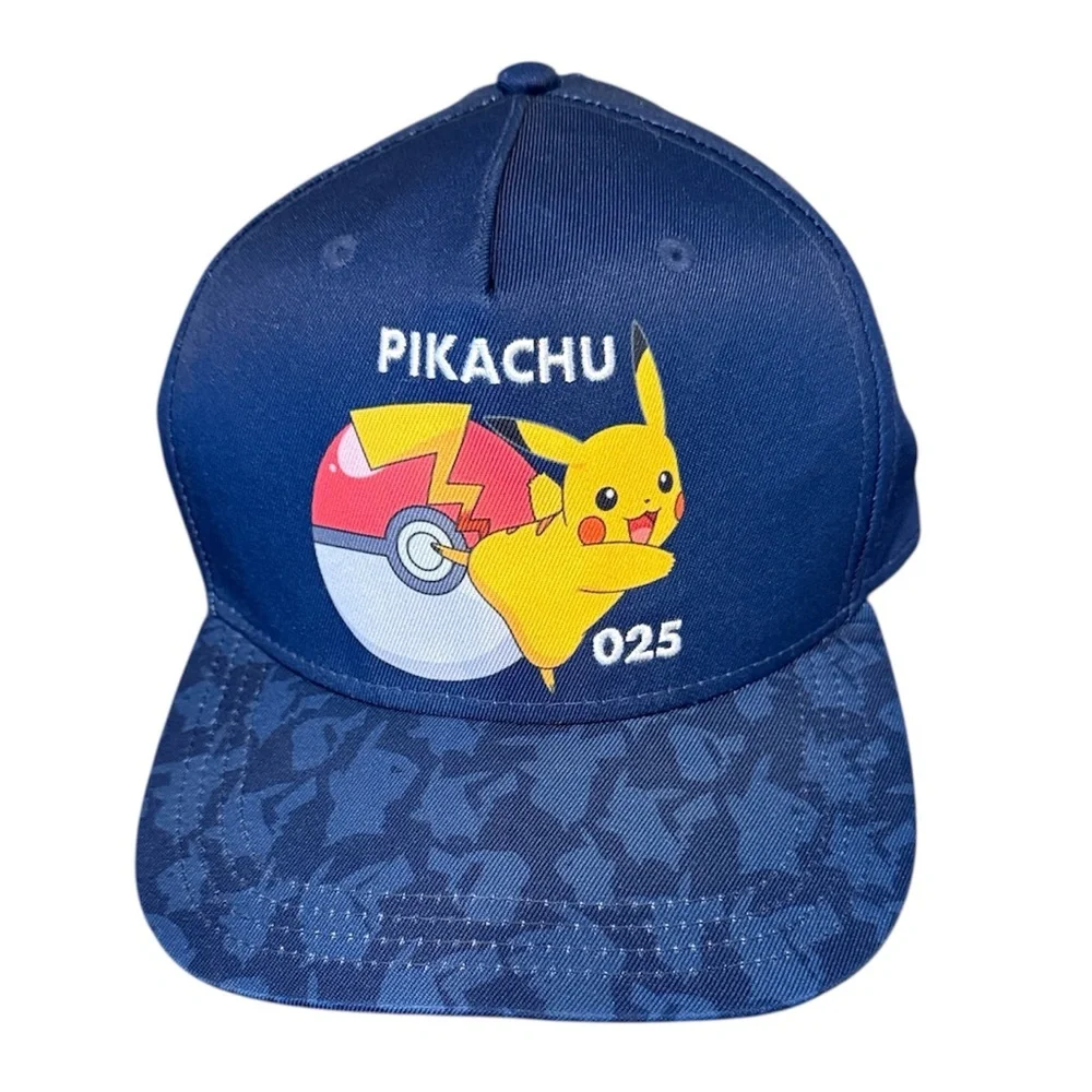Pokemon‎ Pikachu Youth Boy's Baseball Hat Cap Navy Blue Snap Back One Size
